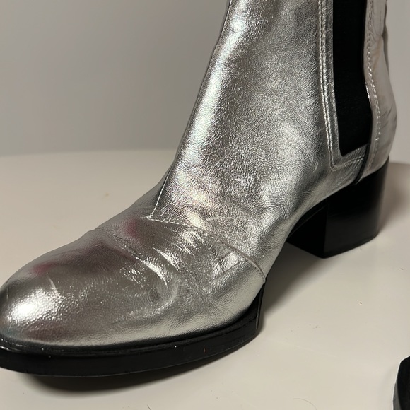 Excellent Rag & Bone Silver Leather Ankle Booties - Picture 11 of 14